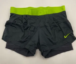 Nike Shorts Running Layers Black Neon Band Women Size‎ Small Fitted Mesh Stretch thumbnail 1