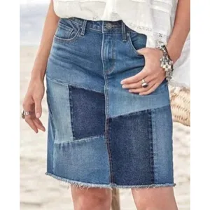 Driftwood Anthro Saydi Patchwork Denim Jean Boho Retro A line skirt womens 26 4 thumbnail 14