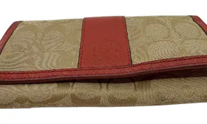 Coach Signature C Flap Orange Canvas Wallet thumbnail 1