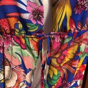 Floral Tropical Festival Halter Swimsuit Cover Up Maxi Dress Francesca’s NEW M/L thumbnail 3