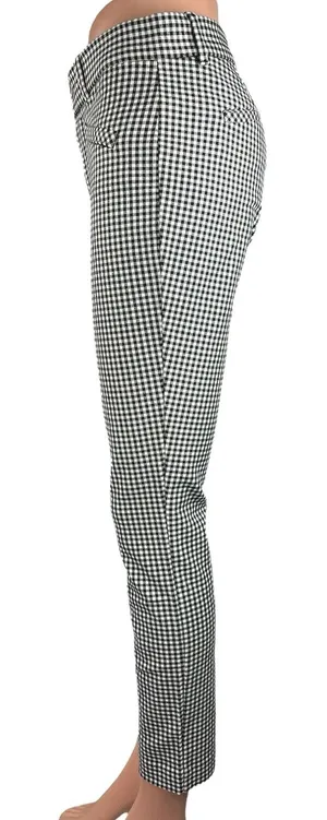 Gap Black White Gingham Checkered Plaid Stretch Skinny Ankle Casual Pants Size 2 thumbnail 1