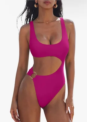 Amazon one piece bathing suit Pink thumbnail 1