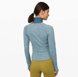 Lululemon Size 2 Always Alert 1/2 Zip Heathered Petrol Blue thumbnail 2