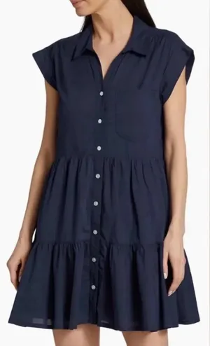 VERONICA BEARD Trisha Tiered Button-Front Mini Shirtdress Medium thumbnail 1