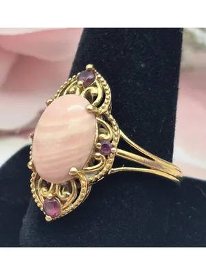 Karis STS Gold Tone Cocktail Ring Pink Center Large Size 11.5 Fairy Core Boho thumbnail 7