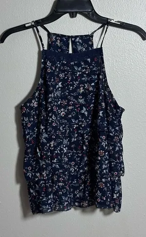 Abercrombie & Fitch Women Ruffle‎ Blue Sleeveless Blouse Top size S. thumbnail 1