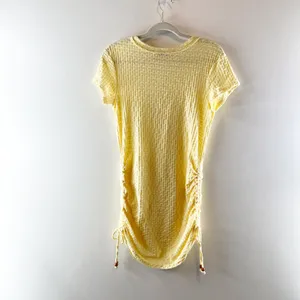 Free People Beach Tate Short Sleeve Textured Mini Shirt Dress Butter Yellow XS thumbnail 5
