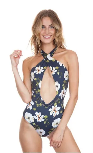 Beach Riot X Stone Cold Fox Classy Sexy One Piece Floral Cheeky Swim Suit Medium thumbnail 1