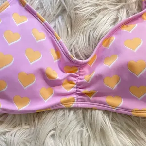 Stoney Clover Lane x Target Heart Flutter Ruffle Strap Bikini Swim top womens M thumbnail 5