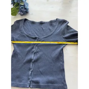 Ribbed Knit Cardigan Long‎ Sleeve Button Up Top Blue Size 2 thumbnail 5