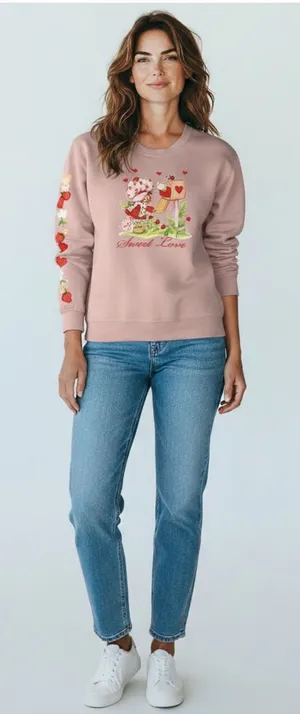 Strawberry Shortcake "Sweet Love" Pink Graphic‎ Sweatshirt Women's Size Large thumbnail 1