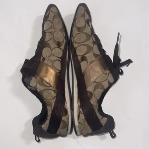 Coach Signature C Logo Canvas Brown Classic Patent Leather Sneakers Women's 9.5 thumbnail 10