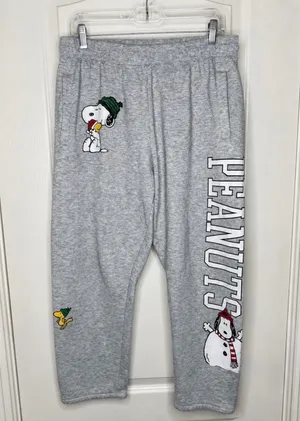 Aeropostale Peanuts Snoopy Christmas Graphic Jogger Sweatpants Heather Gray Size thumbnail 2
