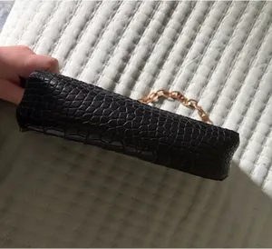 Black and gold crocodile pattern shoulder bag thumbnail 4