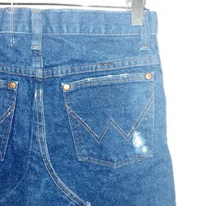 Furst Of A Kind Dark Wash Wrangler Denim Distressed Mini Skirt thumbnail 8