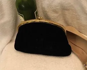 Mel-Ton black velvet vintage evening Clutch thumbnail 1