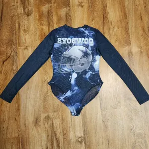 NFL Dallas Cowboys Sheer Mesh Long Sleeve Bodysuit, Size L. thumbnail 3