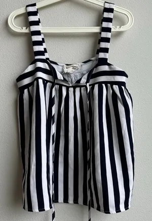 Anthropologie Savanna Jane Babydoll Top Women’s Small Striped Long Sleeve Boho thumbnail 1