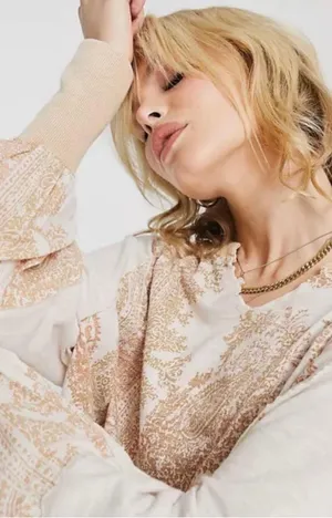 Free People LARGE True Perfection Tee in Almond Milk NWT thumbnail 3