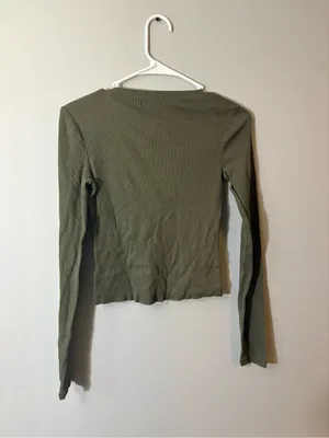 wild fable Olive‎ Scoop-Neck Henley Long Sleeve Top thumbnail 2