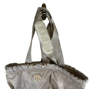 Lululemon Floral Drawstring Gym Tote Bag Taupe Champagne Rose Gold Logo *FLAWED* thumbnail 2