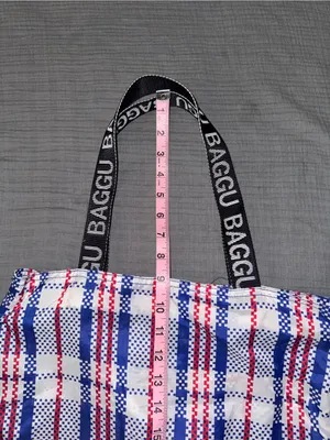 BAGGU Red, Blue & White Plaid Shoulder Tote thumbnail 5