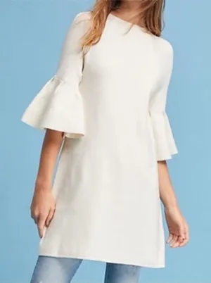 Anthropologie Moth Cream Ivory‎ Bell Sleeve Knit Sweater Shift Dress Medium thumbnail 1