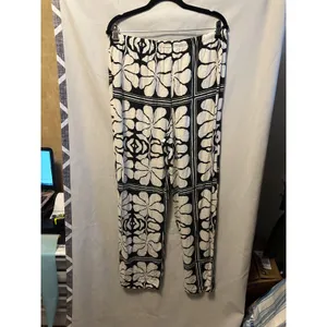 4th & Reckless Linen Blend Beach Pants Black and White Floral Print Size XXL thumbnail 4