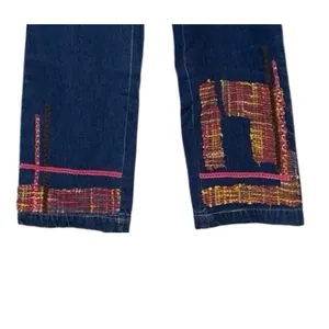 Vintage Embroidered‎ Patchwork Jeans Med Boho Pull On Denim Festival Hippie Y2K thumbnail 2