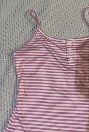 Baby Pink and White Striped Tank Top thumbnail 3