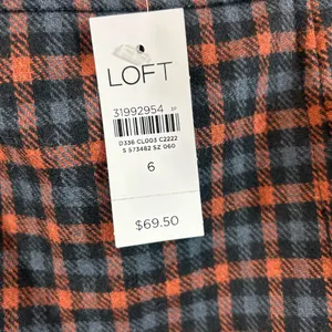 NWT LOFT Black and Orange Plaid A-Line Skirt thumbnail 9