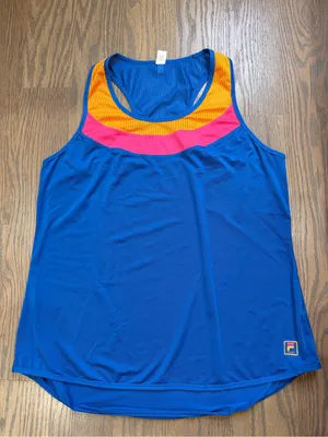 Fila Women’s Blue Racerback Tank with Pink and Orange Trim thumbnail 1