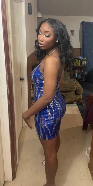 Blue and Sliver Homecoming Dress thumbnail 1