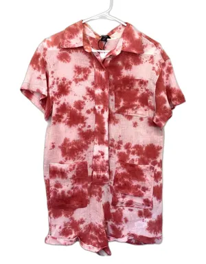 NWT Nasty Gal Tie Dye Lightweight Romper Pink 100% Cotton Summer US Size‎ 6 thumbnail 1