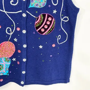 Kim Rogers Small Christmas Vest Holiday Ornament‎ Royal Blue Sweater Ugly 1707 thumbnail 6