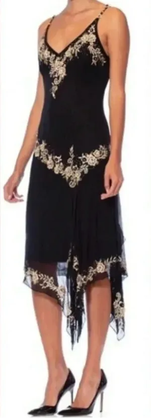 NWT Vintage Cache 90's Y2K Silk Beaded Gown Dress‎ Size 6 thumbnail 1