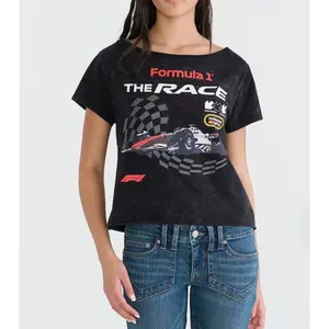 Aeropostale Formula 1 Off Shoulder Tee The Race Size XS Black Red Gray thumbnail 6