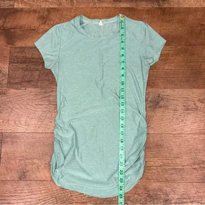 New Balance Ruched Side Crewneck Women's Short Sleeve Fitted Aqua Green Top thumbnail 8