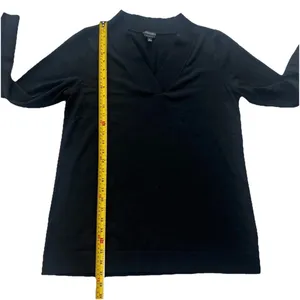 Talbots Pure Merino Wool V-Neck Sweater Womens M Black Classic Quiet Luxury thumbnail 5