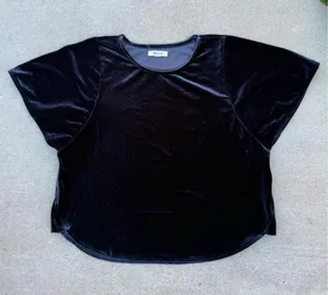 Madewell Midnight Blue Velvet Blouse Shirt Balletcore Women’s Size Small thumbnail 1