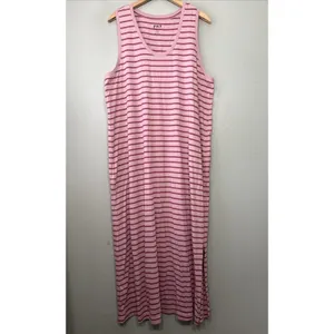 Pact Maxi Tank Dress Size XL Purple Striped Organic Cotton Tee Shirt Knit Casual thumbnail 3