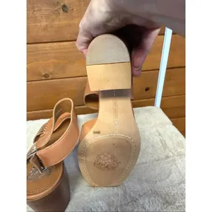 Vince Camuto Karmelo slingback sandals tan leather upper whipstitch accents Sz thumbnail 4