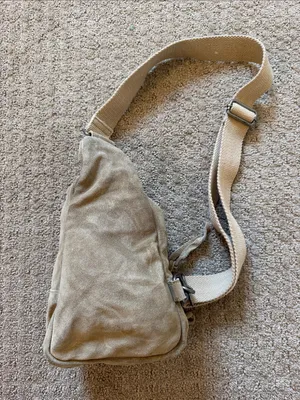 Free People Beige Pebble Hudson Suede Leather Sling Crossbody Bag Minimal thumbnail 6