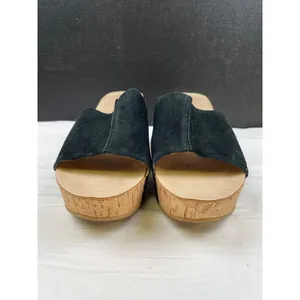 Nine West Women's Black Suede Shoes/Wedge Sandals Heel 4" Size 10 SKU 3742 thumbnail 3