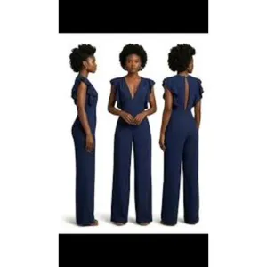 About Us Navy Ruffle Jumpsuit thumbnail 3