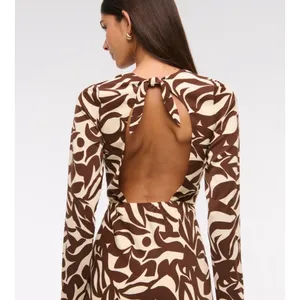 Abercrombie & Fitch Brown Twist Cutout Open Back Maxi Dress S P Boho whimsi Y2k thumbnail 2
