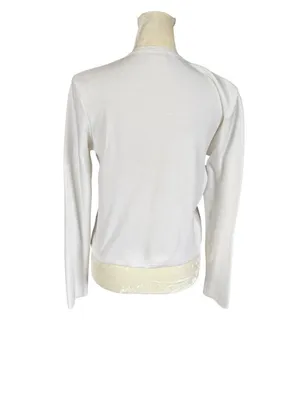 J. Crew women's white long sleeve zip up crewneck stretchy sweater size small thumbnail 4