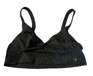 VICTORIAS SECRET Bralette Black Gray Animal Print Size L Casual Lounge Wireless thumbnail 1