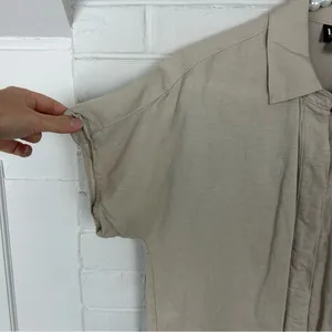 I.N.C. Neutral Linen Blend Boxy Short Sleeve Button Front Top Size XS thumbnail 7