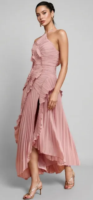 Shein Pink Ruffle Maxi Dress thumbnail 1